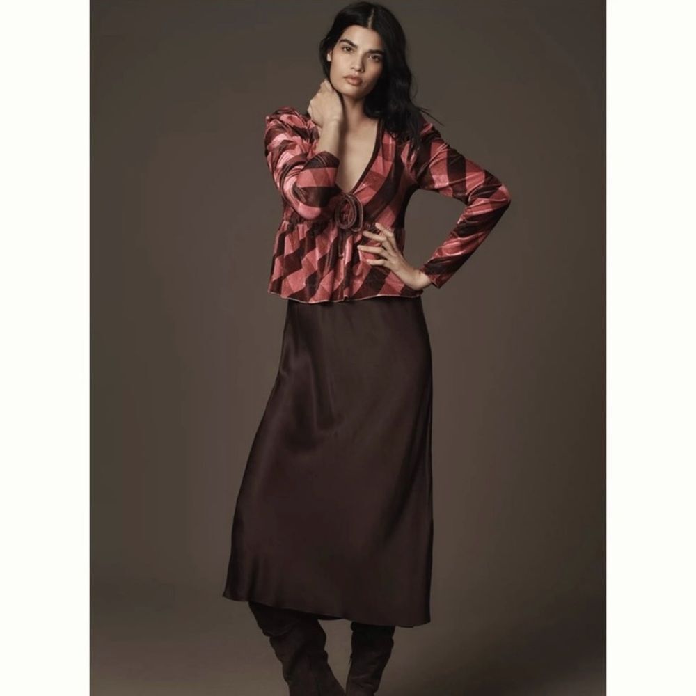 NWT Maeve Anthropologie Velvet Babydoll Top Blouse Size M - Picture 4 of 4